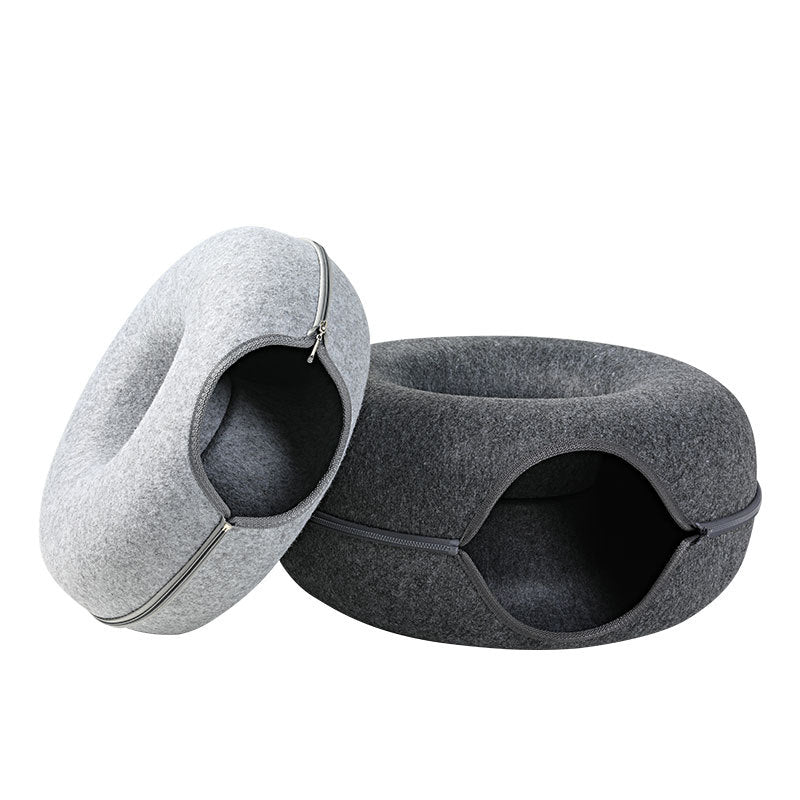 Round Woolen Felt Pet Dual-use Cat Nest - Top Shoppz