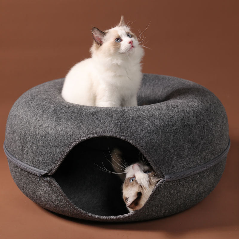 Round Woolen Felt Pet Dual-use Cat Nest - Top Shoppz