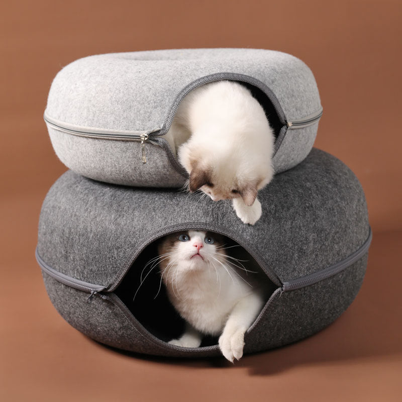 Round Woolen Felt Pet Dual-use Cat Nest - Top Shoppz