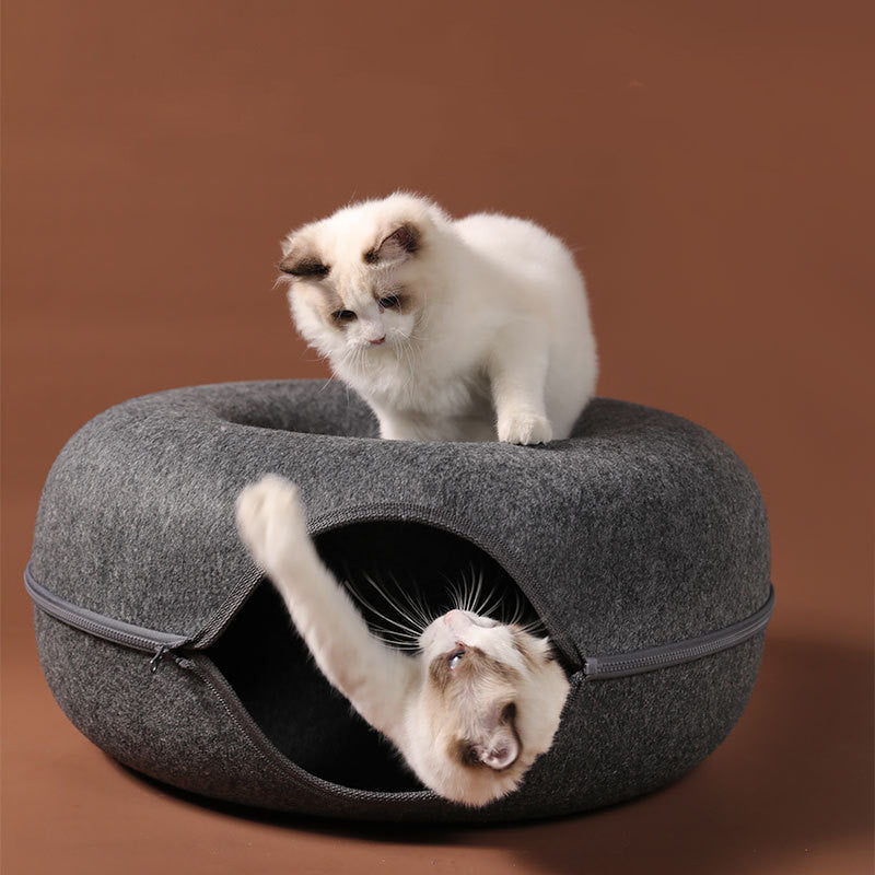 Round Woolen Felt Pet Dual-use Cat Nest - Top Shoppz