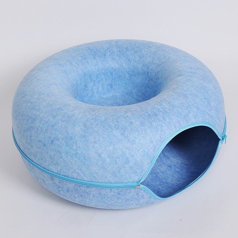 Round Woolen Felt Pet Dual-use Cat Nest - Top Shoppz