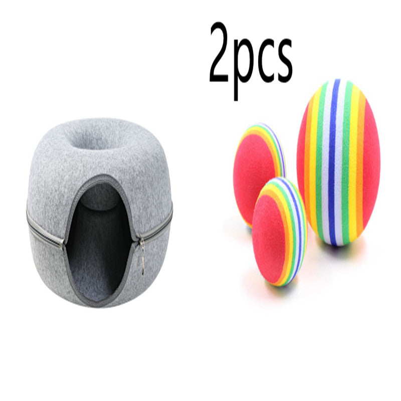 Round Woolen Felt Pet Dual-use Cat Nest - Top Shoppz