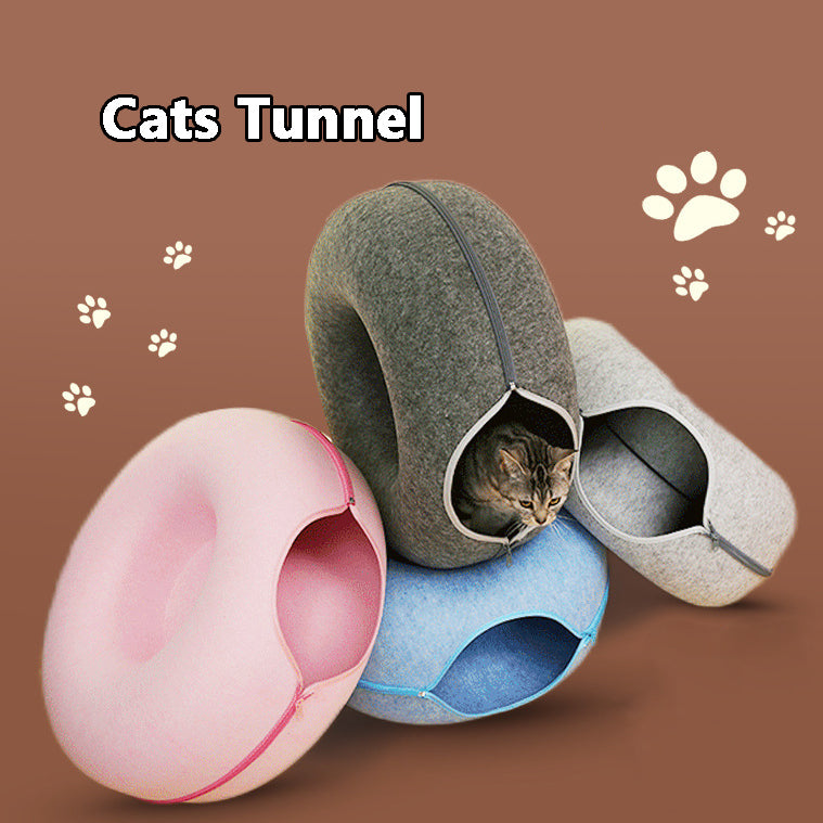 Round Woolen Felt Pet Dual-use Cat Nest - Top Shoppz